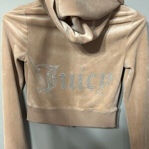 JUICY COUTURE baby pink OG VELOUR big bling zip up jacket